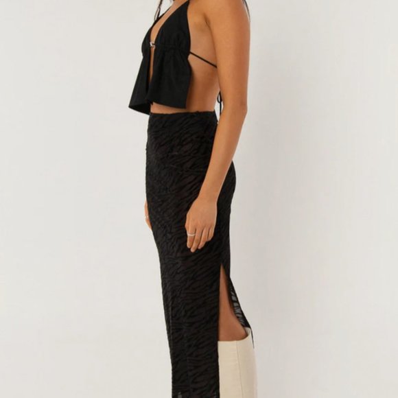 NWOT Size 2 Peppermayo Exclusive - Work It Out Midi Skirt - Burnout Black - Picture 4 of 6